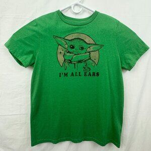 Star Wars Mandalorian Grogu Baby Yoda I'm All Ears Tee Unisex L Green Fifth Sun